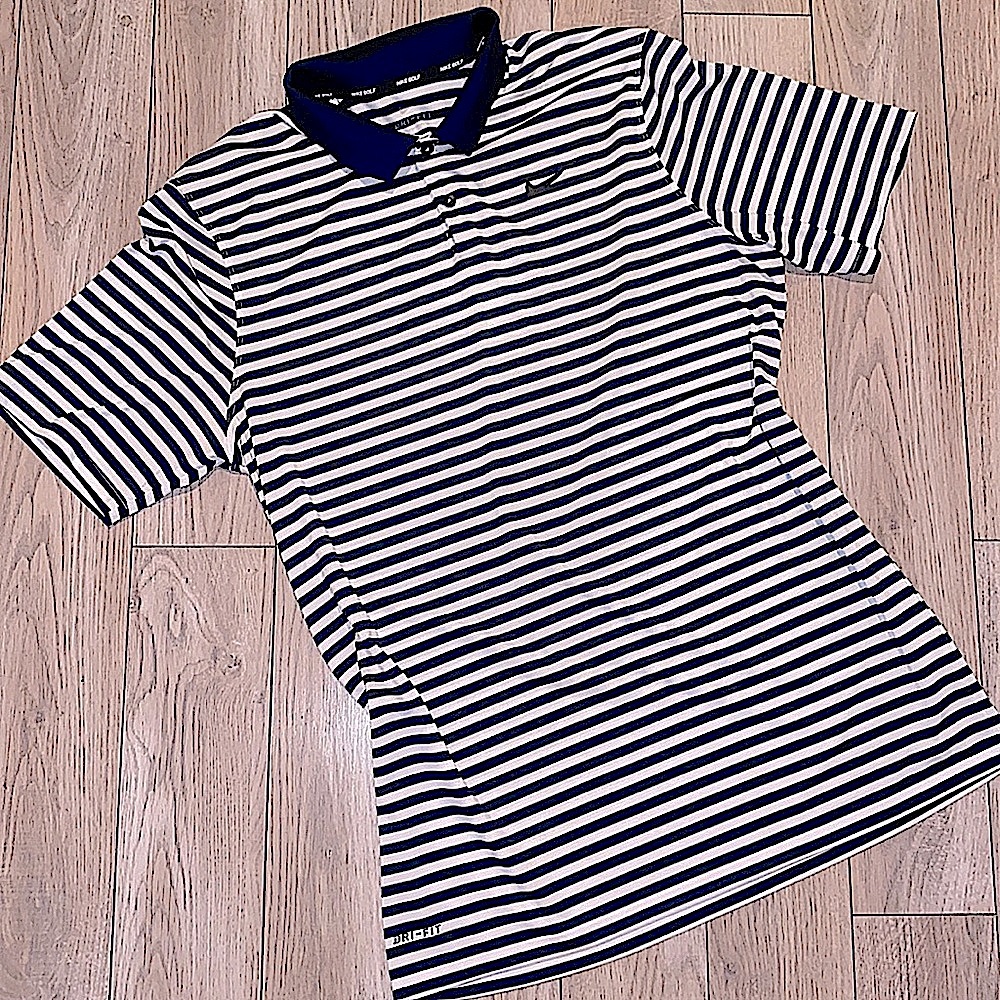 Nike Dri-fit victory striped collard golf shirt men's size large